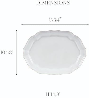 Casafina Ceramic Stoneware 14 Oval Platter - Impressions Collection White