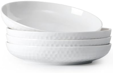 Ceramic Salad Plates with Rim Protection White Set of 4