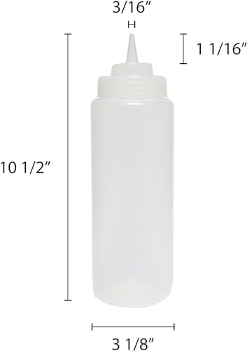 Set of 6 Squeeze Condiment Bottles 32oz Clear - Easy to Squeeze Professional Design