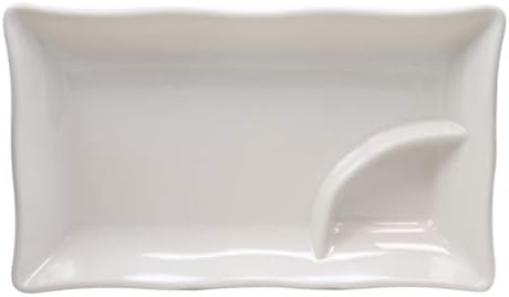 Ebros White Jade Melamine Wavy Rectangular Serving Plate