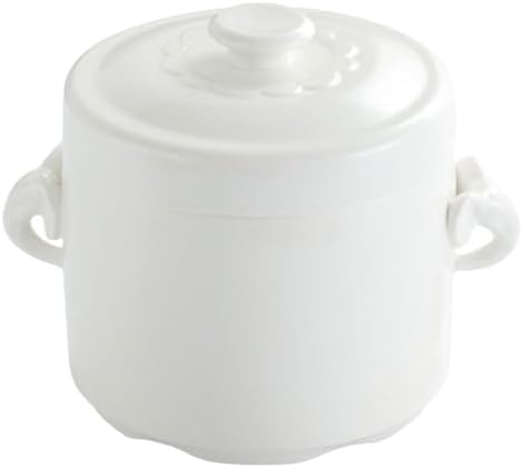 Hemoton White Ceramic Soup Noodle Bowl with Lid