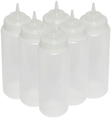 Set of 6 Squeeze Condiment Bottles 32oz Clear - Easy to Squeeze Professional Design