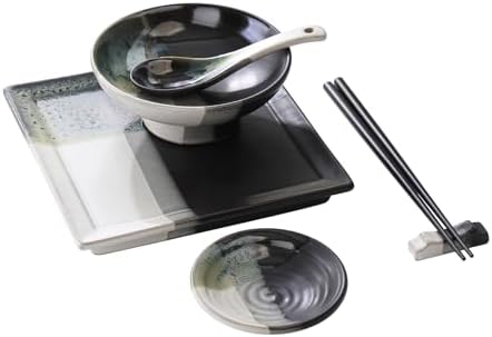 Authentic Japanese Design 6-Piece Dinnerware Set for solo dining
