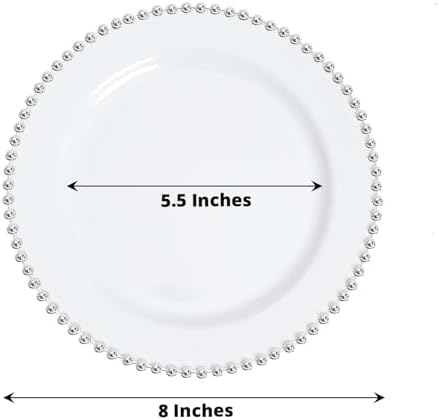 Elegant 8 Salad Plates Set of 30 WhiteSilver Round Disposable