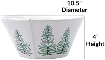 Vietri Lastra Holiday White Green Elegance Christmas Curling Bowl 105 D