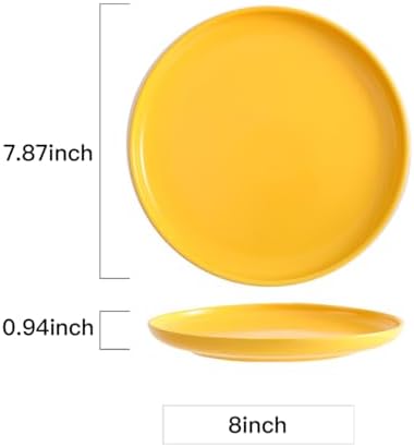 Yellow Ceramic Plate 8 Inch Set of Four