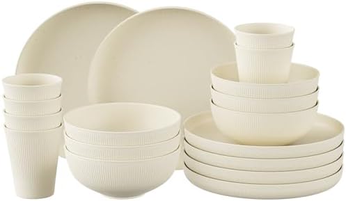 Premium 18PCS Wheat Straw Dinnerware Set Unbreakable MicrowaveDishwasher Safe 100 BPA-Free