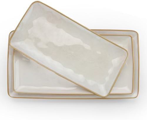 Stoneware Serving Platter Ocean Series Cappuccino White