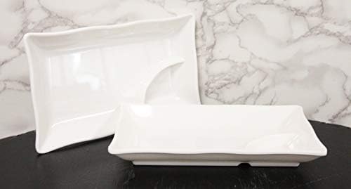 Ebros White Jade Melamine Wavy Rectangular Serving Plate