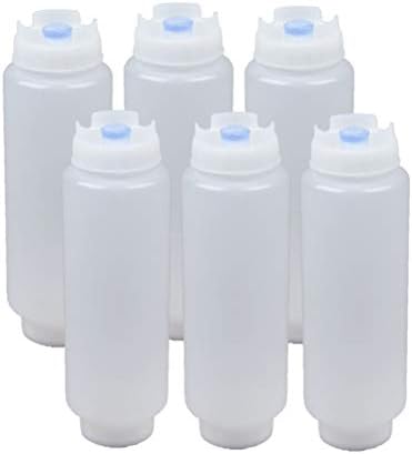 16oz Blue Tip Squeeze Bottle Refillable No Drip Thick Condiment Dispenser