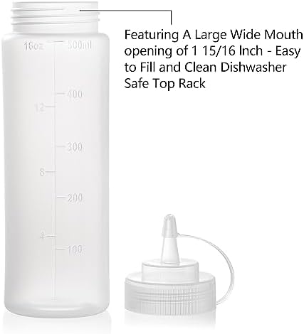 12-Piece Bekith 16 oz Wide Mouth Squeeze Condiment Bottles