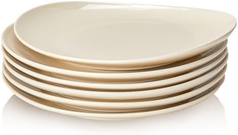 Curved Design Set of 6 Dinner Plates - dishwasher microwave oven safe