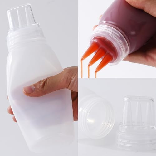 Werduoland 3-Hole Squeeze Bottles Set for Sauces Condiments and More
