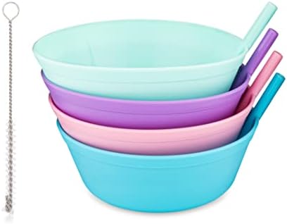 Cereal Bowls with Straws for Kids