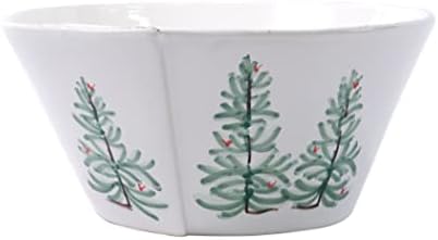Vietri Lastra Holiday White Green Elegance Christmas Curling Bowl 105 D
