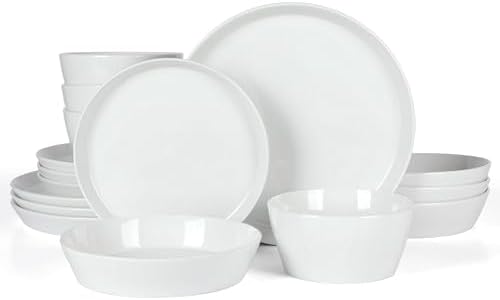 Martha Stewart Selma Chip Scratch-Resistant Dinnerware Set White Durable Elegant