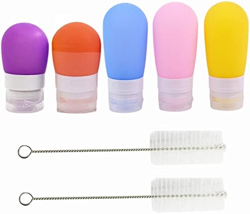 Accfore 5Pack Squeeze Salad Dressing Bottles with Cleaning Brush