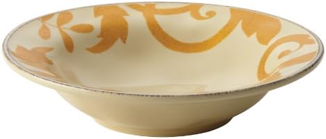 Rachael Ray Dinnerware Gold Scroll 10-Inch Round Serving Bowl Almond Cream