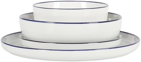 Gibson Home Oslo 16-Piece Dinnerware Set White with Blue Rim