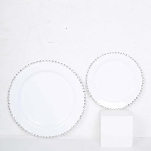 Elegant 8 Salad Plates Set of 30 WhiteSilver Round Disposable