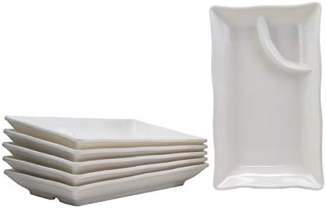 Ebros White Jade Melamine Wavy Rectangular Serving Plate