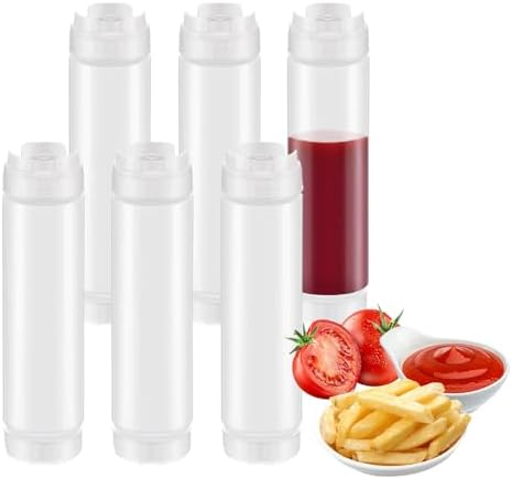 Error-Proof 6-Piece Squeeze Bottle Set - Invertible 16oz Condiment Dispenser