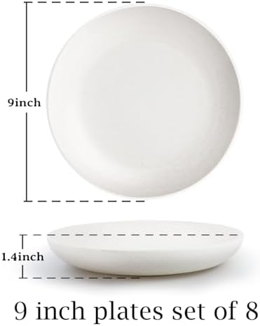Homienly Deep-Dish Dinner Plate Set 8-Piece 9-inch Microwave Dishwasher Safe