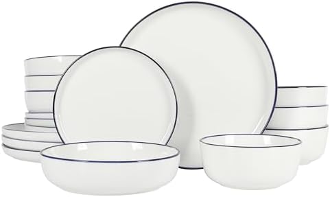 Gibson Home Oslo 16-Piece Dinnerware Set White with Blue Rim