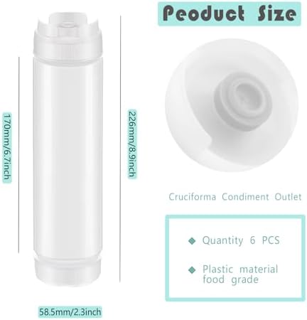 Error-Proof 6-Piece Squeeze Bottle Set - Invertible 16oz Condiment Dispenser