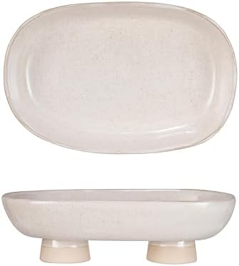 Bloomingville Stoneware Oval Platter Elegant Design Cream