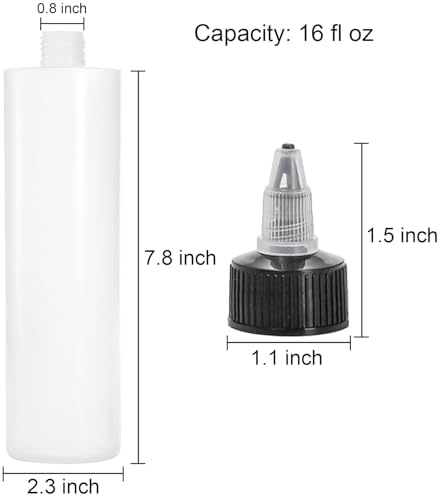 BEKITH 12-Piece Set 16 Oz Squeeze Bottles Twist Top Reusable Kitchen Essentials