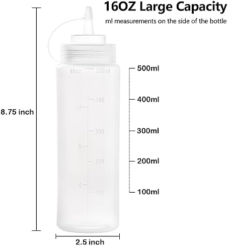 12-Piece Bekith 16 oz Wide Mouth Squeeze Condiment Bottles