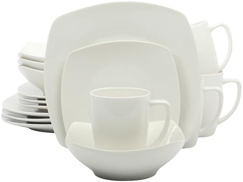 Gibson Home Zen Buffet White Square Dinnerware Set for 4