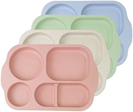 GreenandLife 12-Inch Divided Plates 4PCS Microwave and Dishwasher Safe BPA-Free
