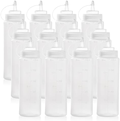 12-Piece Bekith 16 oz Wide Mouth Squeeze Condiment Bottles