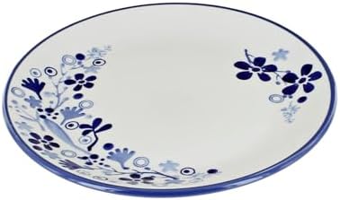 Elegant Blue Rose Pottery Dessert Plate