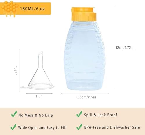 Double Squeezable Honey Jar Set with Funnel 180ml