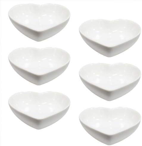 White Heart Shaped 6-Piece Dinner Bowl Set