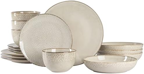 Gibson Elite Matisse Dinnerware Set - Elegant Taupe Design for 4