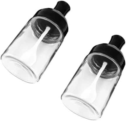 Zerodeko 2pcs Black Seasoning Glass Bottles