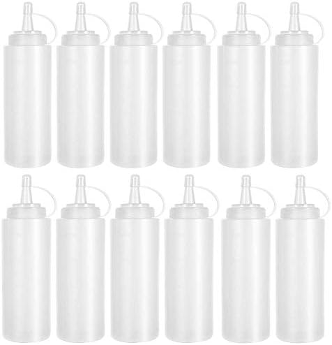 12Pack MultiUse squeezable bottles for condiments BBQ sauce and more