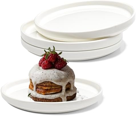 Stylish Set of 4 White Salad Plates