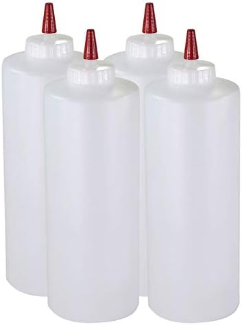 Pinnacle Mercantile 32-Ounce Plastic Condiment Squeeze Bottles Set of 4