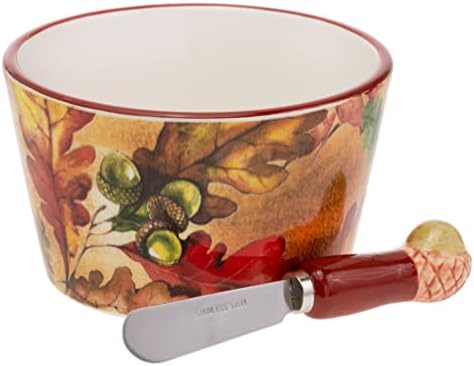 Boston International Ceramic Bowl Spreader Set - 14-Ounce Bright Autumn Thanksgiving