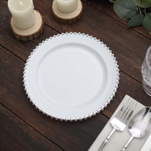 Elegant 8 Salad Plates Set of 30 WhiteSilver Round Disposable
