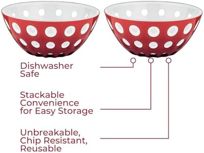 Gbuzzini Le Murrine 47 Bowl Set 2 - Red White - Elegant Design Durable