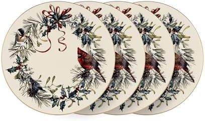 Lenox Winter Greetings Salad Plates Set of 4 Red Green