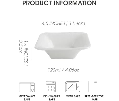 Feenmai Ceramic Dipping Bowl Set of 6 4 oz Square Serving Bowls