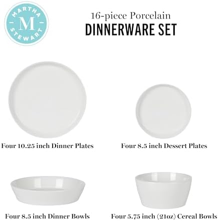 Martha Stewart Selma Chip Scratch-Resistant Dinnerware Set White Durable Elegant