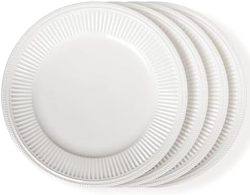 Artema 105-inch Embossed White Ceramic Dinner Plates Set of 4